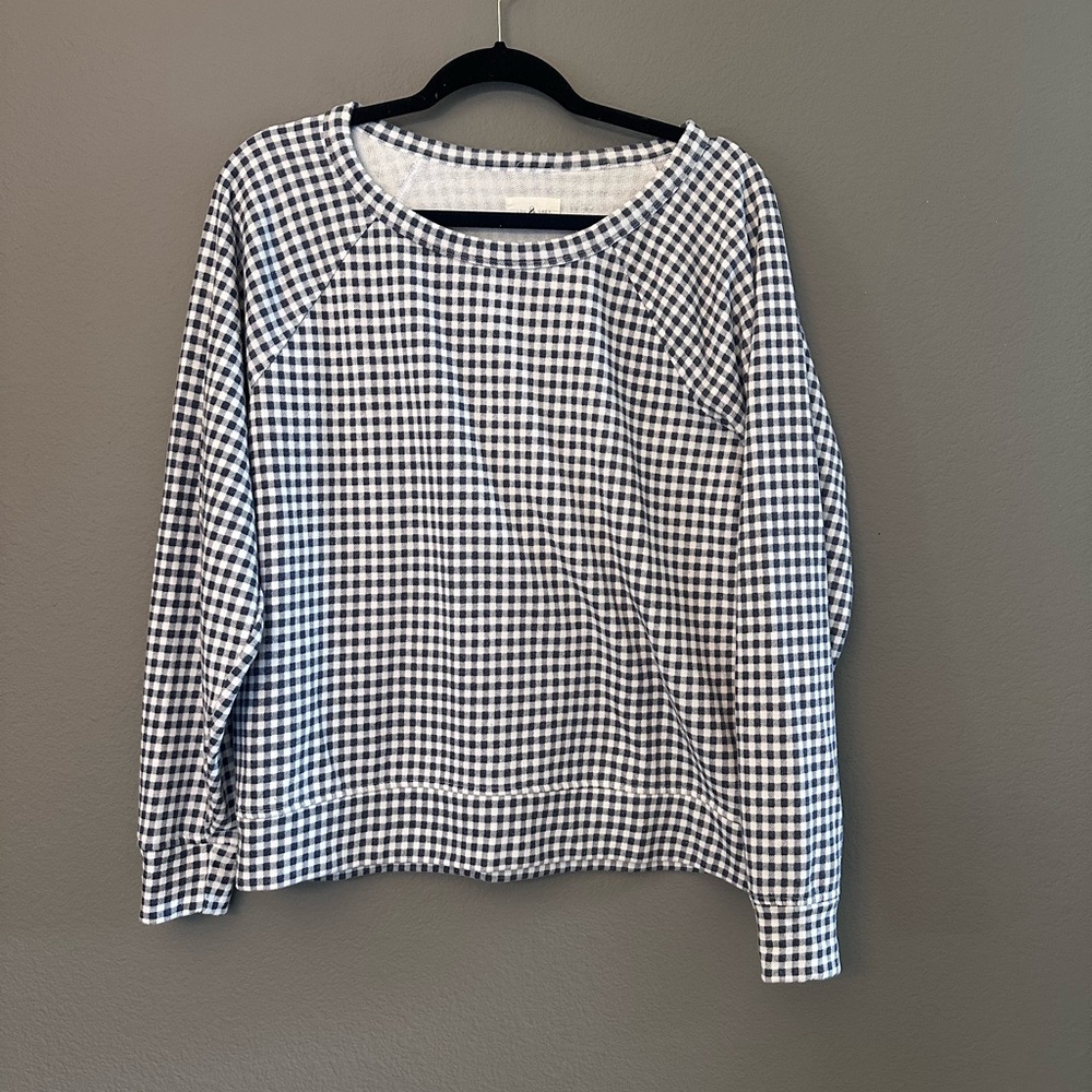 Lou & Grey navy and White Long Sleeve Boxy Blouse